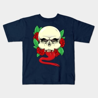 skull and roses Kids T-Shirt